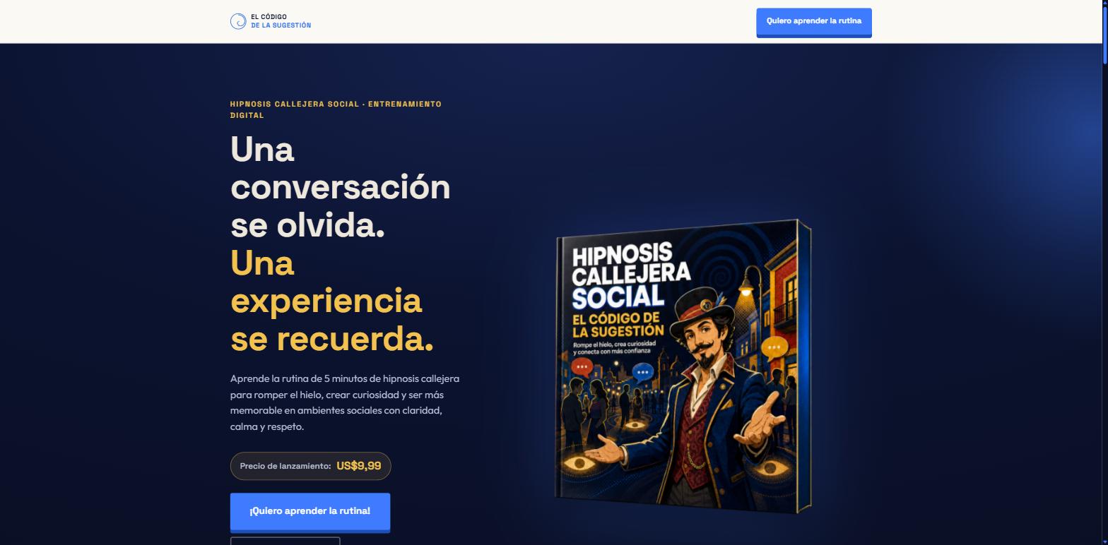 Landing page de infoproduto — Hipnosis Callejera Social
